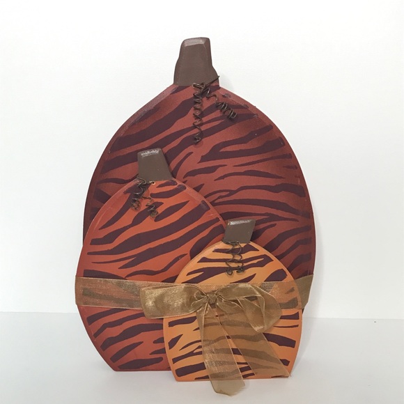 Hobby Lobby Accents Decorative Wooden Pumpkins Ribbon Poshmark